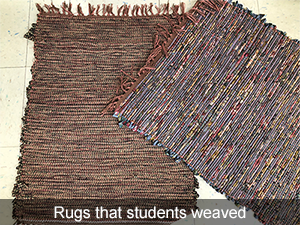 Rugs that students weaved